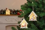Decoration MagicHome Christmas, Santa in house, LED, hanging, 9x3x10.4 cm