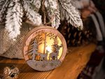 Decoration MagicHome Christmas, Deer in ball, LED, hanging, wooden, MDF, 85x20x85 mm