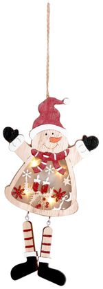 Decoration MagicHome Christmas, Snowman, LED, hanging, MDF, 12.5x2x23.5 cm