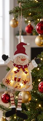 Decoration MagicHome Christmas, Snowman, LED, hanging, MDF, 12.5x2x23.5 cm