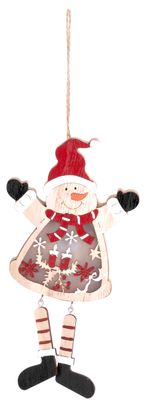 Decoration MagicHome Christmas, Snowman, LED, hanging, MDF, 12.5x2x23.5 cm