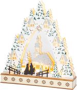 Decoration MagicHome Christmas, Village with church, LED, MDF, 30x7x33.5 cm, 2x AAA