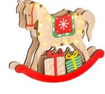 Decoration MagicHome Christmas, Wooden horse, 12x LED, 2xAAA, warm white, 25x4x21 cm