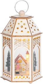 Lantern MagicHome Christmas, Wooden village, 9x LED, warm white, 16.5x14x30 cm