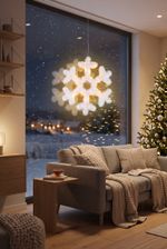Hópehely MagicHome Vianoce, 20x LED, meleg fehér, 2xAA, időzítő, 43 cm