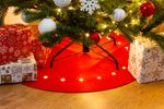 Christmas Rug MagicHome, red, for under Christmas tree, with stars, 22x LED, warm white, 2xAA, 90 cm