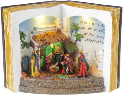 Decoration MagicHome Christmas, Nativity in a book, color, 3 LED, 3xAA, interior