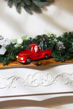 Dekorácia MagicHome Vianoce, Vianočné auto so santom, LED, 3xAA, interiér