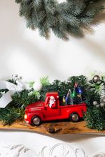 Dekorácia MagicHome Vianoce, Vianočné auto so santom, LED, 3xAA, interiér