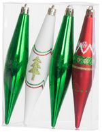 Decoration MagicHome Christmas, pack. 4 pcs, red-green, with decoration, for Christmas tree, 3x15 cm