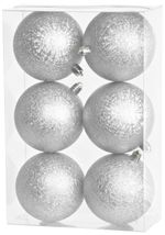 Balls MagicHome Christmas, 6 pcs, silver, for Christmas tree, 8 cm