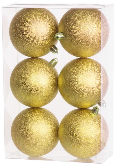 Baubles MagicHome Christmas, 6 pcs, gold, for Christmas tree, 8 cm