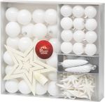 Gule MagicHome Vianoce, sada, 50 ks, 4-5 cm, biele, hviezda, girlanda, šiška, na vianočný stromček