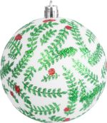 Balls MagicHome Christmas, 6 pcs, white with glittery ornament, with glitter, matte, with decoration