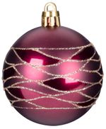 Balls MagicHome Christmas, 9 pcs, burgundy, matte, with decoration, for Christmas tree, 6 cm