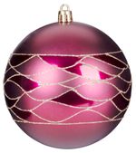 Balls MagicHome Christmas, 4 pcs, burgundy, matte, with decoration, for Christmas tree, 10 cm