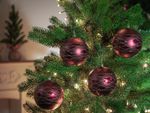 Balls MagicHome Christmas, 4 pcs, burgundy, matte, with decoration, for Christmas tree, 10 cm