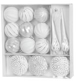 Gule MagicHome Vianoce, sada, 15 ks, 3,5-6-8 cm, bielo-strieborné, na vianočný stromček