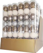 Gömbök MagicHome Karácsony, 8 db, fehér-ezüst-bronz, karácsonyfára, 5 cm, Sellbox 36 tubus