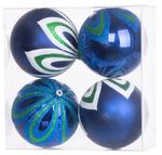 Balls MagicHome Christmas, 4 pcs, blue, with decoration, for Christmas tree, 10 cm