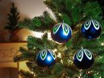 Balls MagicHome Christmas, 4 pcs, blue, with decoration, for Christmas tree, 10 cm