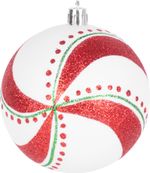 Balls MagicHome Christmas, 14 pcs, red-white, with decoration, for Christmas tree, 8 cm, Sellbox 24