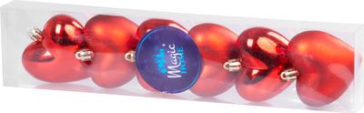 Decoration MagicHome Christmas, 6 pcs, hearts, red, for Christmas tree, 6 cm