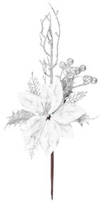 Twig MagicHome Christmas, with a flower, silver, 27 cm