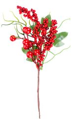 Branch MagicHome Christmas, with berries, red, 32 cm