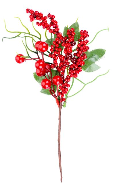 Twig MagicHome Christmas, with berries, red, 32 cm