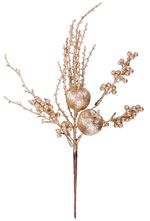 Branch MagicHome Christmas, with apples, gold, 32 cm