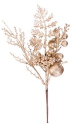 Branch MagicHome Christmas, with apple and berries, gold, 28 cm