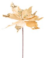 Flower MagicHome Christmas, Poinsettia, gold, stem, 46 cm, flower size: 30 cm