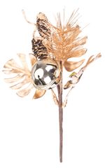Branch MagicHome Christmas, with bell, gold, 17 cm