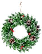 Wreath MagicHome Vianoce, with berries, natural, snowy, 33 cm