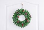 Wreath MagicHome Vianoce, with berries, natural, snowy, 33 cm