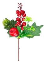 Ág MagicHome Karácsony, bogyókkal és almával, 21 cm