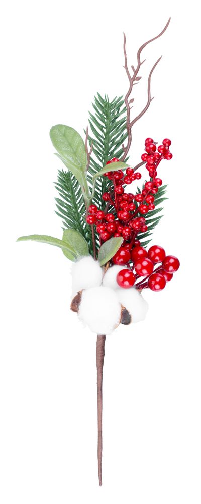 Twig MagicHome Vianoce, with berries and cotton, 34 cm