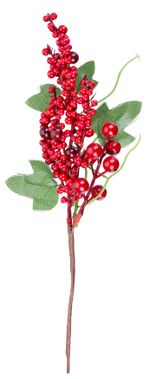 Branch MagicHome Christmas, with berries, red, 31 cm