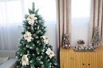 Flower MagicHome Christmas, Poinsettia, white, stem, 38 cm, flower size: 24 cm