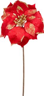 Virág MagicHome Karácsony, Poinssetia, piros, szár, virág mérete: 35 cm