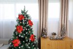 Flower MagicHome Christmas, Poinsettia, red, stem, 38 cm, flower size: 24 cm
