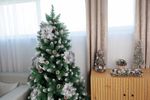 Flower MagicHome Christmas, Poinsettia, silver, stem, 38 cm, flower size: 24 cm