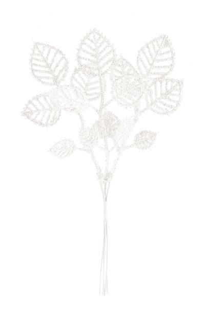 Twig MagicHome Vianoce, leaves, white gold, 22 cm