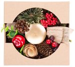 Candle Holder MagicHome Christmas, with conifer and bow, natural, 15 cm