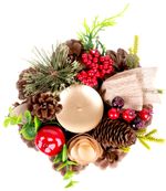 Candle Holder MagicHome Christmas, with conifer and bow, natural, 15 cm