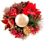 Candle Holder MagicHome Christmas, with conifer and flower, natural, 15 cm