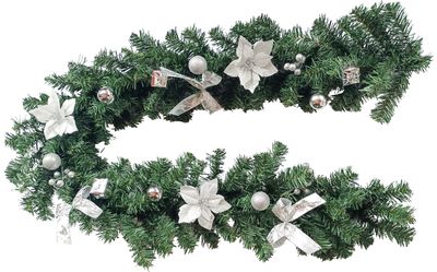 Garland MagicHome Christmas, decorated, silver, 180 cm