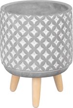 Decoration MagicHome, Planter with Mosaic, grey, cement, with legs, 13x13x12 cm