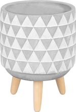 Decoration MagicHome, Flower pot with mosaic, white/grey, cement, 13x13x12 cm